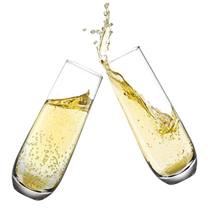 Stemless Champagne Flutes Set of 4, 10.2oz Hand Blown Crystal Glass | Premium Lead-Free Crystal, Prosecco Wine Flute, Mimosa glass, Cocktail Glass, Highball Glass, Bar Glassware, Dishwasher Safe - color: Stemless Champagne