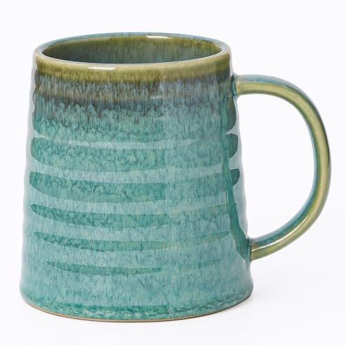Mkour 23oz Extra Large Ceramic Coffee Mugs, Handmade Cup, Big Tea Cups with Large Handle for Office and Home, Microwave and Dishwasher Safe (Crystal Green) - color: Crystal Green