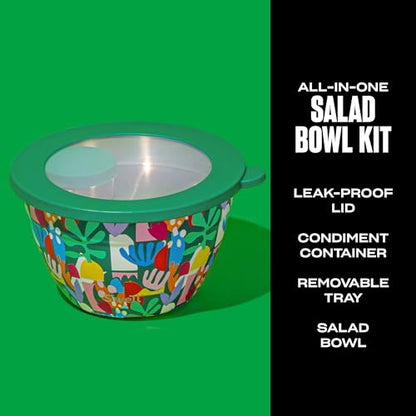 S’well Stainless Steel 64oz Salad Bowl Kit, Paper Cutouts Design, Includes 2oz Mini Canister and Removable Tray, Leakproof, Easy to Clean, Dishwasher Safe - color: Paper Cutouts, size: 64oz
