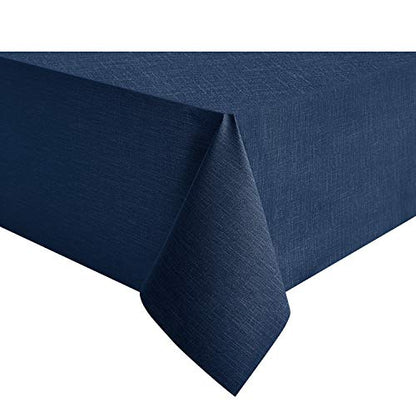 NLMUVW Navy Blue Vinyl Tablecloth, Heavy Duty PVC Table Cloth Rectangle | Dining Table Cover 100% Waterproof Wipe Clean for Kitchen Picnic, 54 x 78 inch - color: Navy, size: 78" x 54" (Rectangular)
