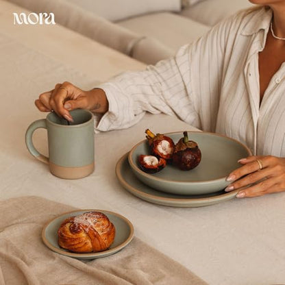 MORA Medium Mugs Set of 4, 16oz Ceramic Pottery Latte Mugs/Coffee Cups - Microwave and Dishwasher Safe - Harvest - color: Harvest