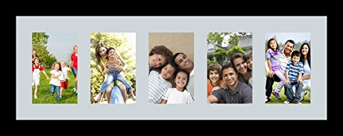ArtToFrames Collage Photo Frame Single Mat with 5-4x6 Openings with Satin Black Frame and Baby Blue mat. - color: 5 - 4x6 - (2159), size: Baby Blue
