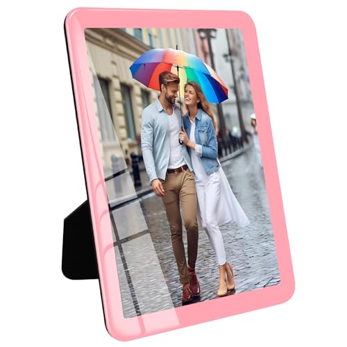 Bluesun 5×7 Pink Picture Frame, Vertical & Horizontal Wall & Tabletop | 5×7 Photo Frame Pink with Tempered Glass & Rounded Corners, 7x 5 Frames for Kids, Living Room Bedroom Hallway Office - color: Pink, size: 5x7（1 Pcs）