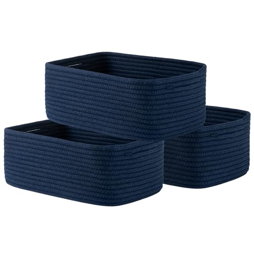 KALLAX Small Woven Storage Basket for Organizing, 13.5x9.5x5 inches, 3 Pack | Shelf baskets for closet organization, toy storage and home decor, Perfect as empty gift baskets for holidays, Navy Blue - color: Navy Blue, size: 13.5"L x 9.5"W x 5"H