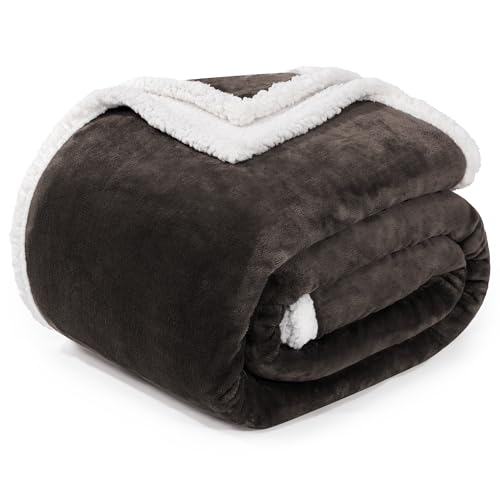 BEAUTEX Sherpa Fleece Twin Blankets Soft Fluffy Flannel Plush Cozy | Fuzzy Coffee Cuddle Blanket for Couch, Bed, Sofa, Adults (60" x 80", Coffee) - color: Coffee, size: Twin-60"x80"