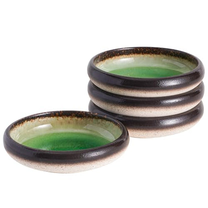 Uaral Japanese Salad Plate,Plates and Bowls Set,Stoneware Dish Set,Appetizer Plates Set of 4,5.5inch,14oz(Crack Green) - color: Crack Green