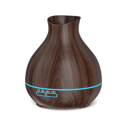 Aromatherapy Essential Oil Diffuser, 550ml Ultrasonic Fragrant Oil Large Room Humidifier, Diffusers for Home with Timer and Waterless Auto-Off, 7 Color LED Lights,Cool Mist Humidifiers - color: Dark Brown