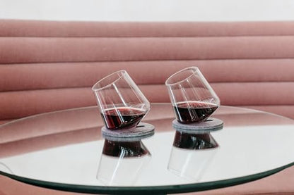 Sempli Cupa-Vino Stemless Wine Glasses Set of 2 - Hand Blown Wine Glass Set, Glassware for Red & White Wine, Lead-Free Crystal, Swirling Aeration, Thin Rim, Frosted - 10.5 oz - color: Frosted