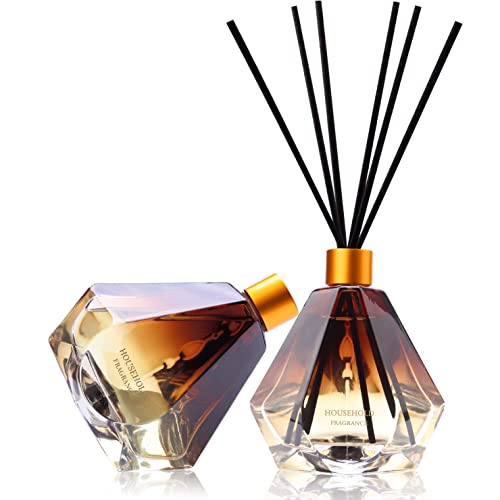 Reed Diffuser Set Gardenia Scent for Bathroom Accessories Shelf Decor & Air Fresheners, Sticks Defusers with 3.4 fl oz Essential Oils | Home Fragrance House Office Decor & Essentials