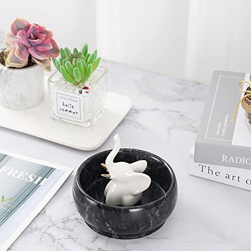 4.72 Inch Decorative Bowls - Natural Marble Key, Coffee Table Centerpiece, Soap Serving, Incense Burner, Smudge Bowl - color: Black Marble
