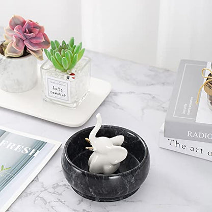 4.72 Inch Decorative Bowls - Natural Marble Key, Coffee Table Centerpiece, Soap Serving, Incense Burner, Smudge Bowl - color: Black Marble