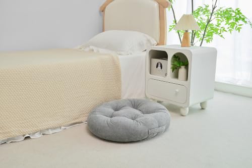 Floor Pillow Cushion with Handle for Adults Women Men | Large Meditation & Sitting Cushion Pillow for Tatami, Living Room, Yoga (1, Gray, Round, 22" x 22" x 6") - color: Gray, Round