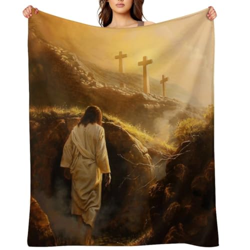 Jesus Leaving The Tomb 01 Flannel Blankets Fleece Soft Throw Lightweight Plush Gifts for Couch, Bed, Cozy Sofa Plush, Chair, Lovers 50x60in(125x150cm) - color: Style-10, size: 50x60in(125x150cm)