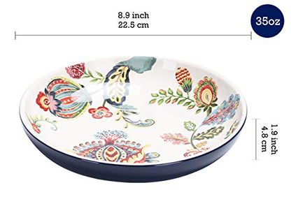 Bico Protea Cynaroides Pasta Bowls, 35oz Salad Bowl Set of 4, Large Ceramic Serving Dinner Bowls for Soup and Cereal, Microwave and Dishwasher Safe, Gift for Housewarming and Thanksgiving - color: Protea Cynaroides