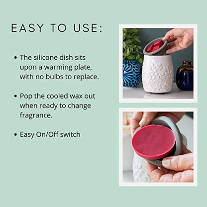 CANDLE WARMERS ETC. Wax Melt Fragrance Warmer for Scented Wax Melts, Cubes, Tarts with Silicone Dish Top|Gray Hobnail Dot Ceramic - style: Gray Hobnail