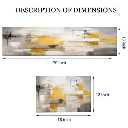 Mcalk Yellow Table Runner and Placemats Set of 6, Abstract Grey Placemats, Modern Cloth Place Mats Indoor for Kitchen,Washable Linen Material for Dining Table - color: 01yellow1