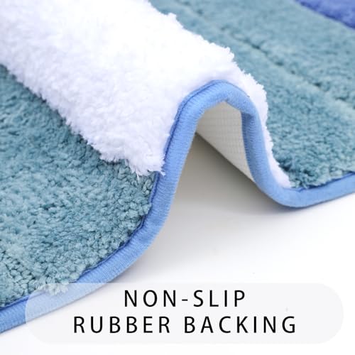 Bath Rug Mat Non Slip,Stripe Indoor Doormat,20"x32" | Small Area Rug,Rubber Backed,Soft microfiber,Absorbent,Machine Washable,Bathroom,Entryway,Kitchen,Hallway - color: Blue Stripe1