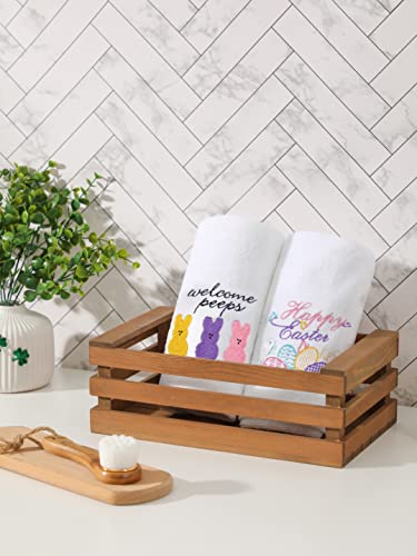 Easter Hand Towels 100% Cotton Embroidered Happy Easter Bunny Decorative Bathroom Kitchen Dish Towels Set Gift Set of 2 14x29inch - color: Easter.egg