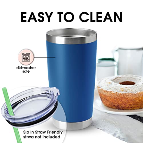 HASLE OUTFITTERS 20oz Tumblers Stainless Steel Mugs with Lid Double Wall Vacuum Insulated Coffee Cups for Cold & Hot Drinks (20oz-Dark Blue, 4 Pack) - color: Dark Blue-A, size: 4 Count (Pack of 1)