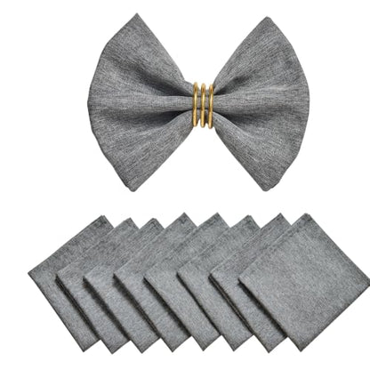 Gray 17x17 Polyester Linen Farmhouse Cloth Napkins Set of 8 | Waterproof, Stain Resistant, Shrink Proof, Washable, fabric, Outdoor, Reusable, Dining, Wedding, Kitchen, Party, Birthday - color: Gray