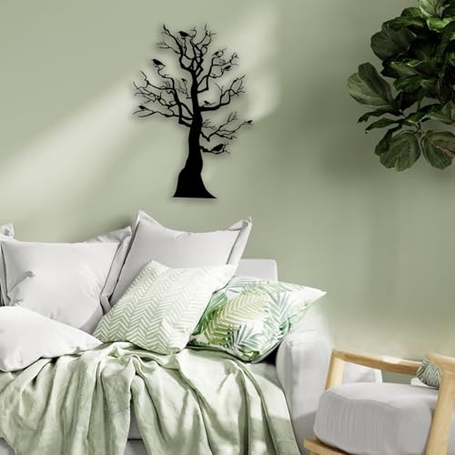 OPTYBVFD Trees Branches Birds Metal Wall Decor - Farmhouse Room Decor Wall Art Home Decor for Living Room, Bedroom, Dining Room, Bathroom, Office, Courtyard, Outdoor (Black)