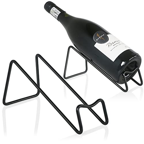 2Pieces Metal Wine Rack Freestanding -Tabletop Wine Rack Holder - Countertop Wine Bottle Holder - Geometric Design for Table Top Wine Bottle Storage Rack,Perfect Wine Holder Stand (Black) - color: Black, size: 2