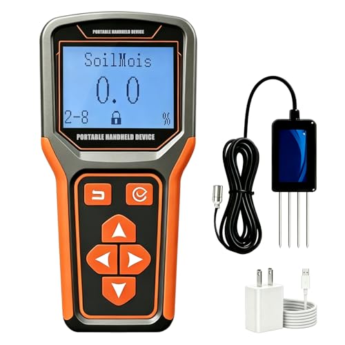 8-in-1 Soil Tester, Soil Moisture Meter with Digital PH, NPK, EC, Salt, Temp, Rechargeable Portable Soil Test Kit for Gardening, Farming and Outdoor Plants