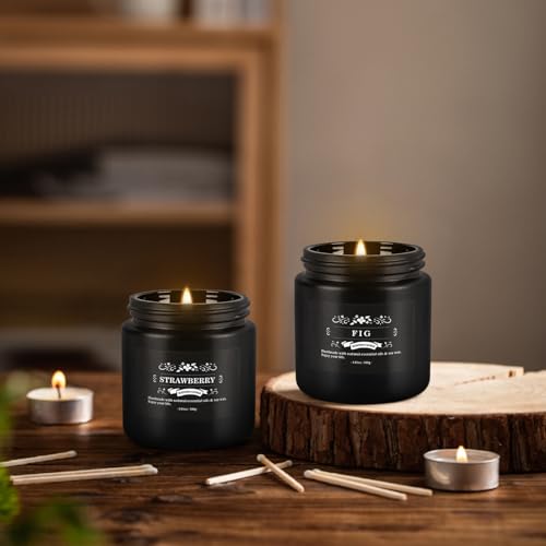 WPONSZU 12 Pcs Halloween Scented Candles with Added Natural Essential Oils, 3.05oz, Suitable for Various Festivals, Parties, Yoga, and Home Scene(Black) - color: Black