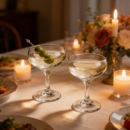 Valeways Shot Glasses - 4oz Cocktail Glasses Set of 6 - True Coupe/Martini Glasses
