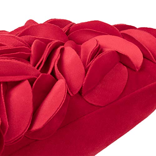 KINGROSE Handmade 3D Flower Throw Pillow Cover Decorative Cushion Cover Soft Pillow Case Sham for Sofa Couch Bed Living Room Home 12 X 20 Inches Velvet Christmas Red | Handmade Floral Pillowcase, Soft Decorative Cushion Cover for Sofa Couch Bed Living Roo