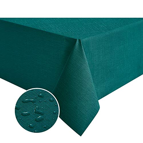 NLMUVW Teal Square Vinyl Tablecloth, 100% Waterproof Oil Proof PVC Table Cloth Wipe Clean Table Cover for Kitchen Dining Picnic, 48 x 48 Inch - color: Teal, size: 48" x 48" (Square)