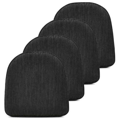 baibu Set of 4 Memory Foam Dual-Layer Design Metal Dining Chair Pads Bar Stool Cushion with Ties for Metal Chairs or Bar Stools - 4 Cushions Only (Gray Black, 14x14x1.5in) - color: Gray-black, size: 14x14x1.5 Inch (Pack of 4)