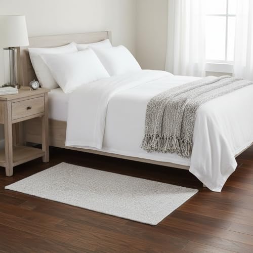 Super Area Rugs Farmhouse Braided Rugs 2X3, Soft Cotton Kitchen Rugs, Rectanglular Woven Braided Rug for Bedside, Gray & White, 2' X 3' Rectangle - color: Gray & White, size: 2' x 3' (Rectangular)