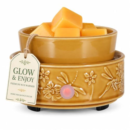 Dragonfly Wax Melt Warmer for Scented Wax 3-in-1 Ceramic Wax Warmer | Fragrances Candle Oils , Home Fragrance Burner,Electric Candle Warmer for Mom Women(Yellow) - color: Yellow Dragonfly