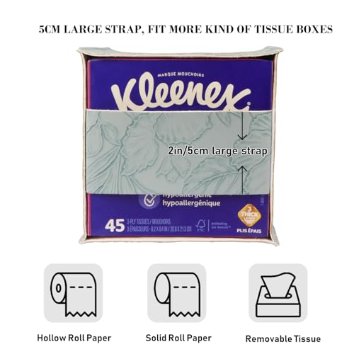 Tissue Box Holder Cover Square Tissue Cube Cover PU Leather Tissue Organizer with Bottom Belt for Bathroom, Tabletop, Kitchen, Night Stands, Office, Home, Car (1, Blue) - color: Blue