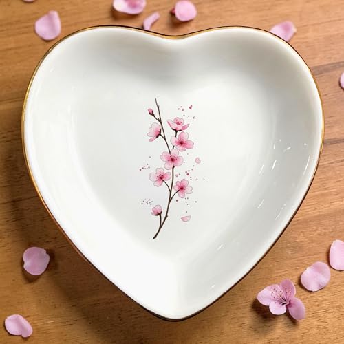 Birth Month Flower Ring Jewelry Dish Tray-Floral Ring Holder for Hippie,Nature,Pace-Birthday Gifts for Mom,Mother-in-law,Step Mom,Aunt,Grandma,Sister,Friends (3 - March (Cherry Blossom)) - style: 3 - March (Cherry Blossom)