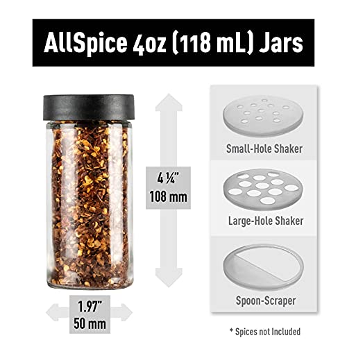 4" Glass Spice Jars 4 fluid ounces- 6 Pack - size: 4oz Jars