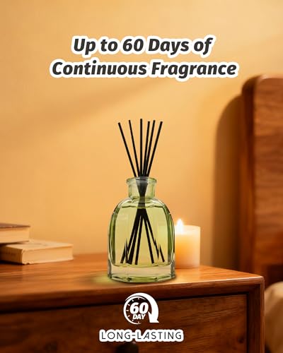 Reed Diffuser Set, Eucalyptus Lavender Scent, with 6 Reed Sticks | Long-Lasting Home Fragrance for Bedroom, Living Room, Office, Bathroom Shelf Decor, Neutralizes Bad Odors, Indoor Freshener
