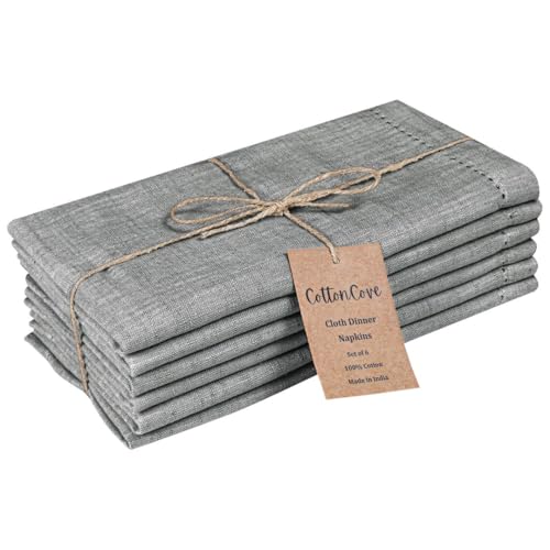 Cloth Dinner Napkins 100% Cotton Set of 6 - Soft Durable Washable - Ideal for Farmhouse Parties Wedding Christmas Easter - Perfect Everyday Use Table Cloth Napkins 18x18 Grey - color: Gray