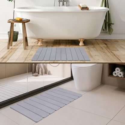 Diatomite Stone Bath Mat, Quick Drying, Foldable, Non Slip, 24x15.8", Grey