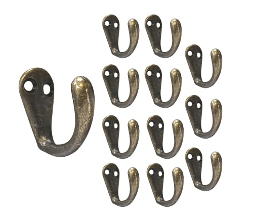 Single Prong Hook Hanger, Zinc Die Cast (12pack, Antique Brass) - color: Antique Brass, size: 12 Pack