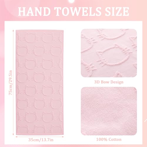 Hahafelt 3 Pack Pink Cat Bathroom Hand Towels Cute Paw Kitchen Towels Decor 100% Cotton Soft Absorbent Decorative Jacquard Weave Gifts for Kitchen Bathroom Decor, 29.5 x 13.7 Inch - style: Cat Paw