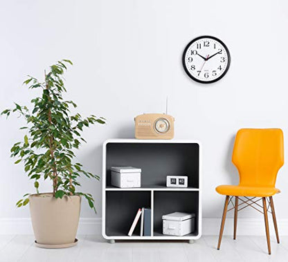 Bernhard Products Black Wall Clocks 2 Pack Silent Non Ticking - 12 Inch Quality Quartz Battery Operated Round Easy to Read Home/Office/Classroom/Business/Kitchen/School Clock - color: Black, size: 12 Inch - 2 Clocks