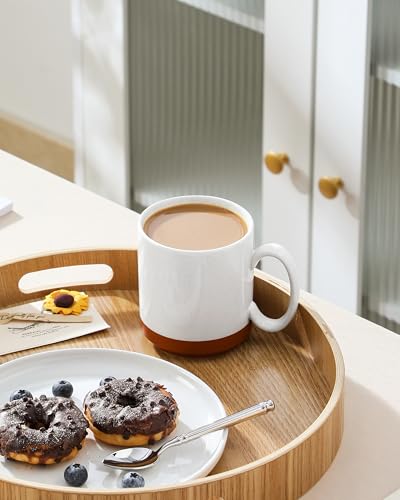 MALACASA 16oz Ceramic Coffee Mugs Set of 4, Stackable Coffee Cups with Straight-Sided Design, Mugs for Coffee, Latte, Tea, Hot Chocolate, Cappuccino and Cocoa, Microwave & Dishwasher Safe, Khaki White - color: Straight-Khaki White, size: 16 Oz