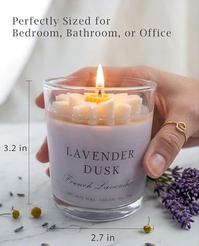 Scented Candles Gift Set for Women, 4 Pack Soy Candles for Home with Unique Floral Design, Relaxing Aromatherapy Candles for Birthday, Self Care, Home Decor