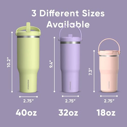 Hydrapeak Nomad 32oz Stainless Steel Insulated Travel Tumbler with Handle & Straw Lid, Leakproof, Cupholder Friendly, Back to School, College Dorm, Gym & Everyday Hydration, Cold 24 Hours (Lavender) | with Handle - color: Lavender