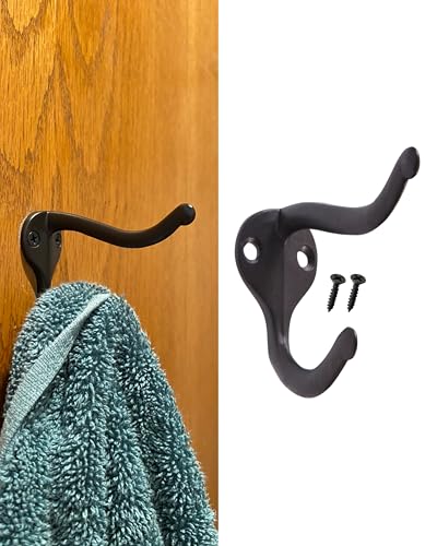 Coat Hooks Wall Mounted Oil Rubbed Bronze (Black Look): Heavy Duty Zinc Hooks for Wall Hanging, Decorative Hat and Coat Hangers for Entryway, Bathroom, Bedroom, 5 Pack - color: Oil Rubbed Bronze Black