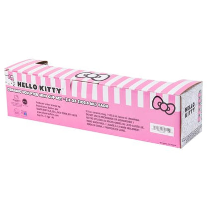 Silver Buffalo Sanrio Hello Kitty Sugar Bows, 3D Mini Cup Set, 4pk, 3.5oz | Different Color, Pack, Ceramic, Sculpted, Perfect for Cream or Milk, 0.1 Liters - color: Hello Kitty Without Handle