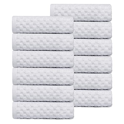 COTTON CRAFT Euro Spa Waffle Wash Cloth - Set of 12 White Washcloth | Luxury Face Towel Set - 100% Cotton - Soft Plush Absorbent Low Lint Quick Dry - Gym Shower Beach Bath Kitchen - 12x12 inches - color: White, size: 12 Pack Wash Cloths
