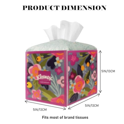 Tissue Box Holder Cover Square Tissue Cube Cover PU Leather Tissue Organizer with Bottom Belt for Bathroom, Tabletop, Kitchen, Night Stands, Office, Home, Car (1, Blue) - color: Blue